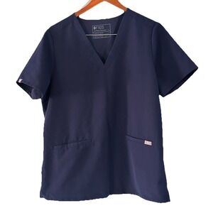 Figs Women's Navy V-Neck Medical Scrub Top